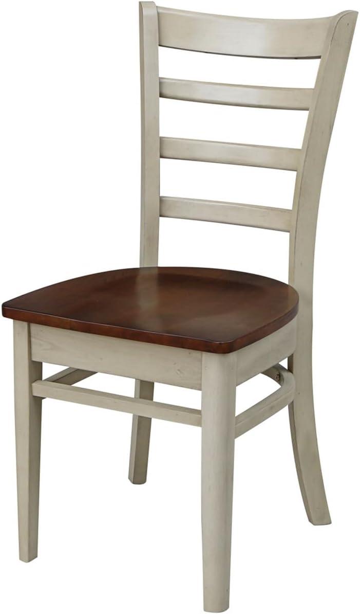 Antiqued Almond & Espresso Ladderback Solid Wood Side Chair