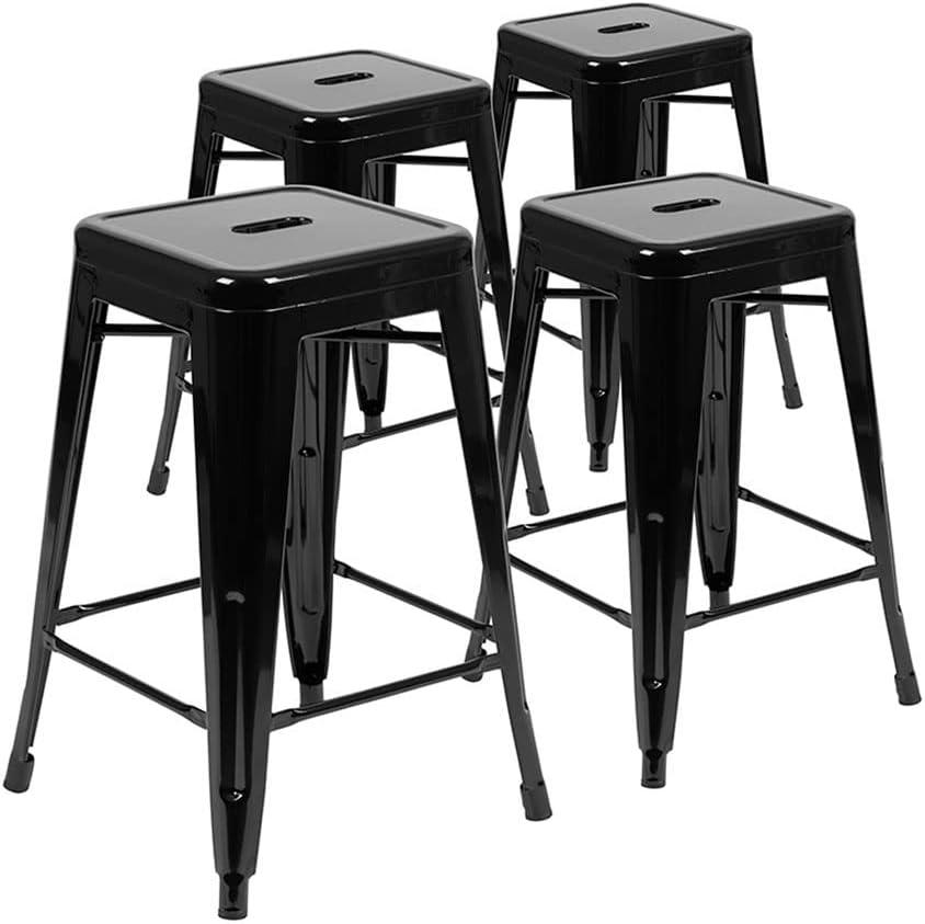 Flash Furniture 24" High Metal Counter-Height, Indoor Bar Stool - Stackable Set of 4