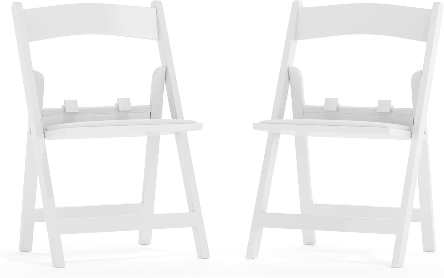Flash Furniture Kids Folding Chairs with Padded Seats | Set of 2 White Resin Folding Chair with Vinyl Padded Seat for Kids