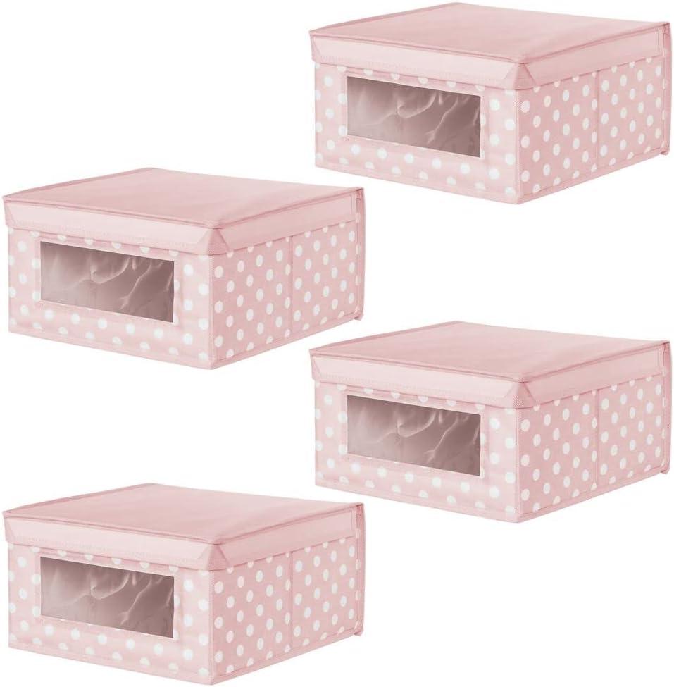 mDesign Medium Fabric Nursery Box with Lid/Window