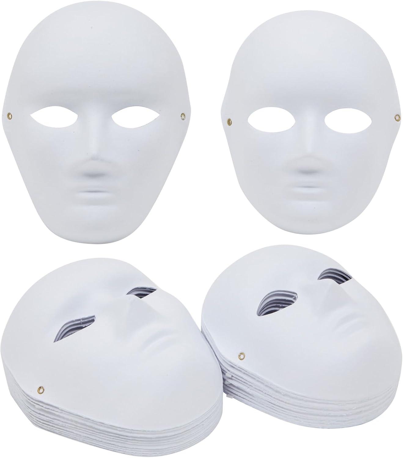 Blue Panda 24 Pack Paper Mache Masks for Decorating, DIY Masquerade Mask, White, 2 Sizes