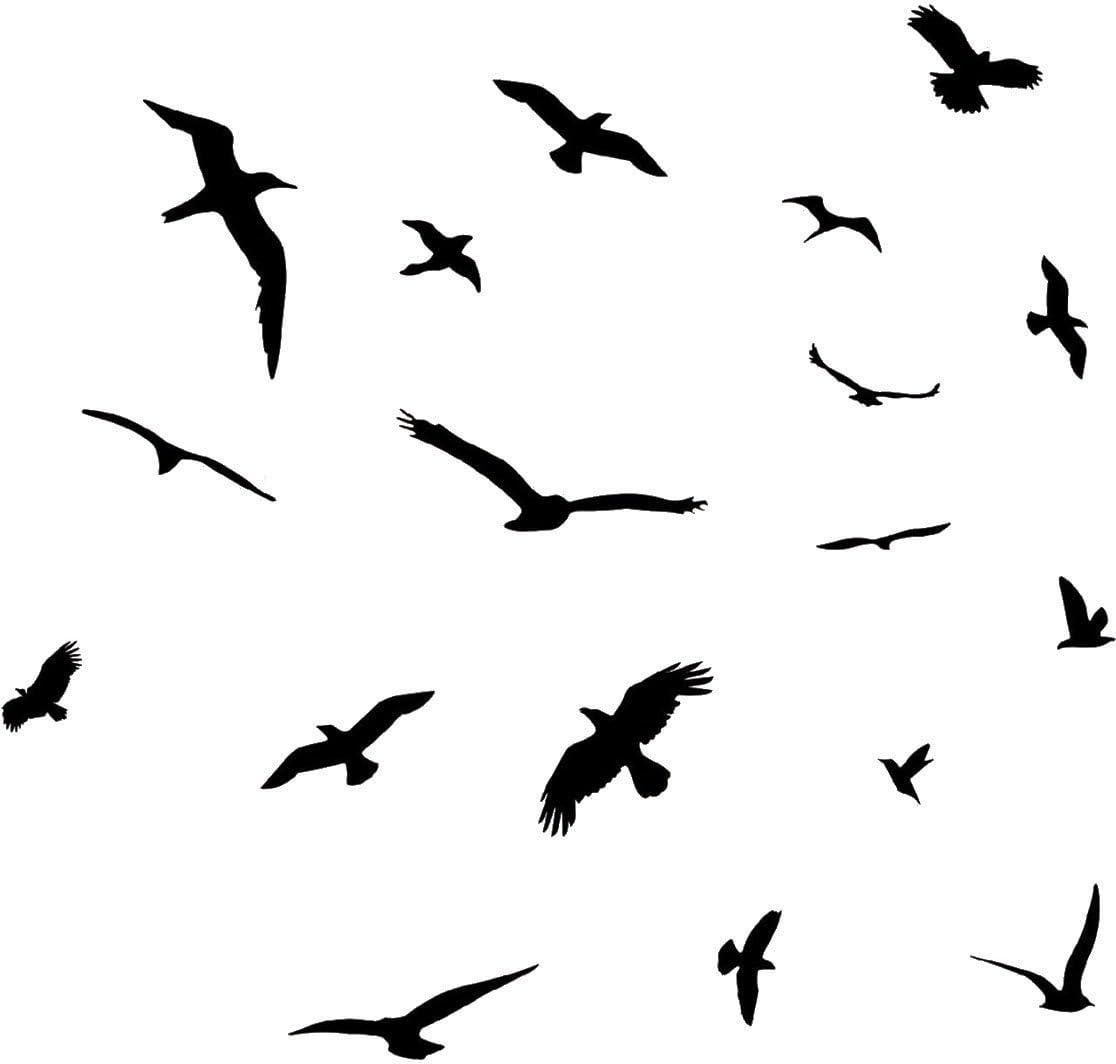 Assorted Black Vinyl Bird Wall Decals Set