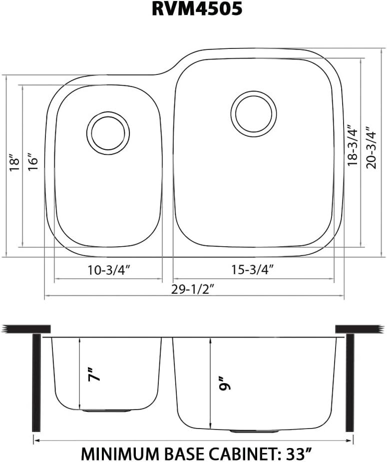 Ruvati 31" Stainless Steel Double Bowl Undermount Kitchen Sink