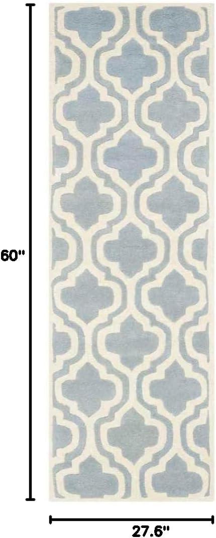 Chatham Blue and Ivory Hand-Tufted Wool Rug, 27" x 5"