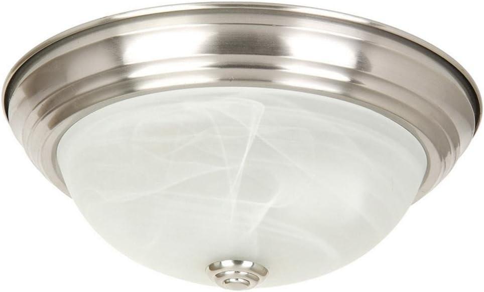 Satin Nickel 13" Flush Mount with Marble Glass Shade