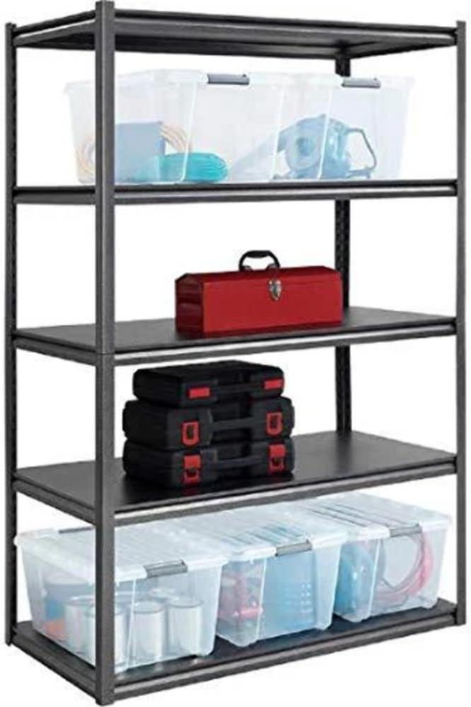 Whalen 5-Shelf Heavy Duty Steel Shelving Unit 48" W x 24" D x 72" H Black