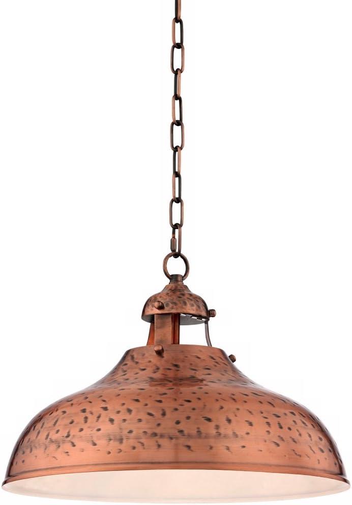 Franklin Iron Works Essex Dyed Copper Pendant Light 16" Wide Farmhouse Rustic Hammered Dome Shade for Dining Room House Foyer Kitchen Island Entryway