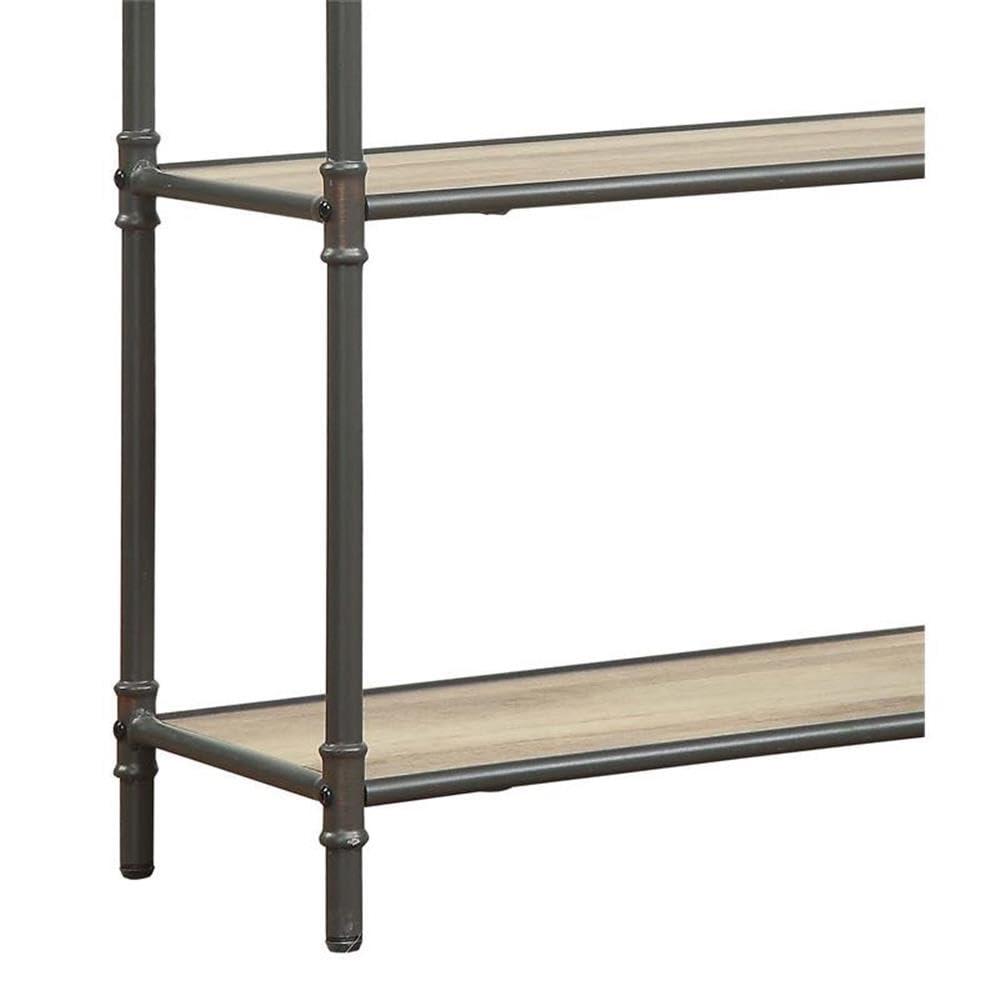 36" Itzel 3 Shelves Bookcase Antique Oak/Sandy Gray - Acme Furniture: Metal Frame, Open Back Design, Assembly Required