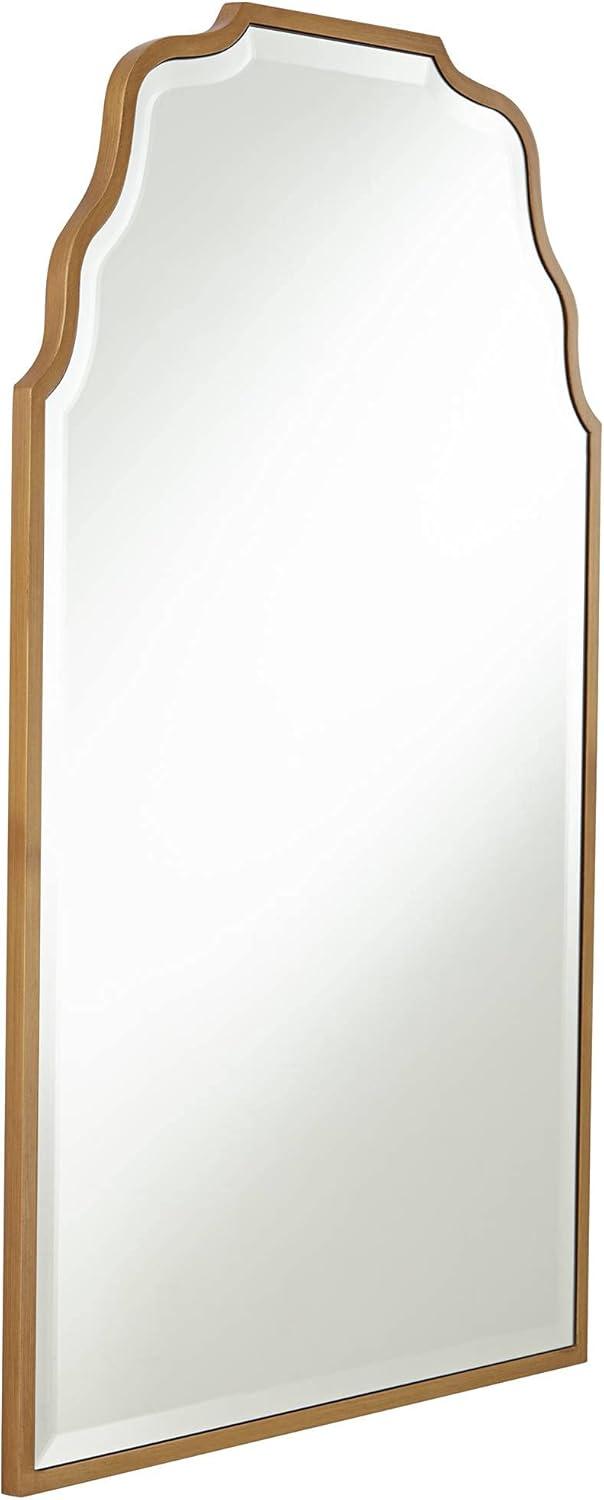 Elegant Waved Arch Gold & Wood Rectangular Wall Mirror 45"