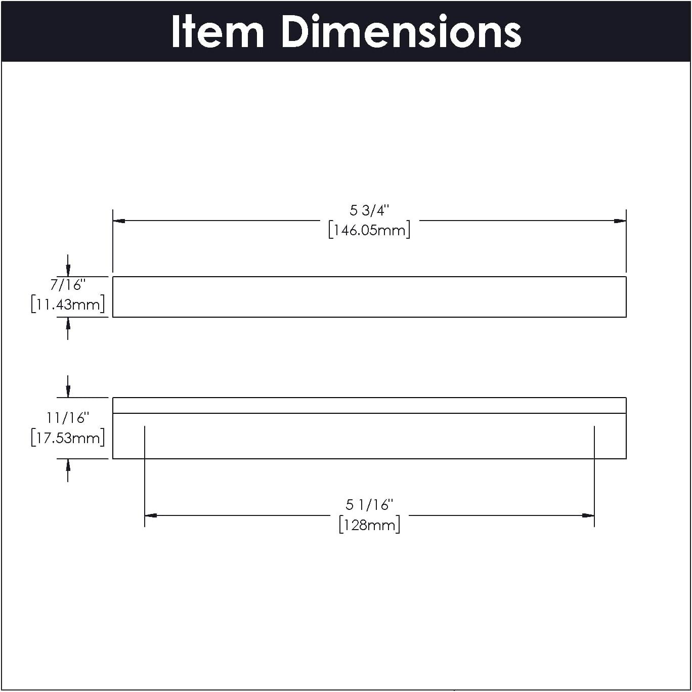 Flat Onyx Aluminum Modern Cabinet Pulls with Mounting Hardware, 10-Pack