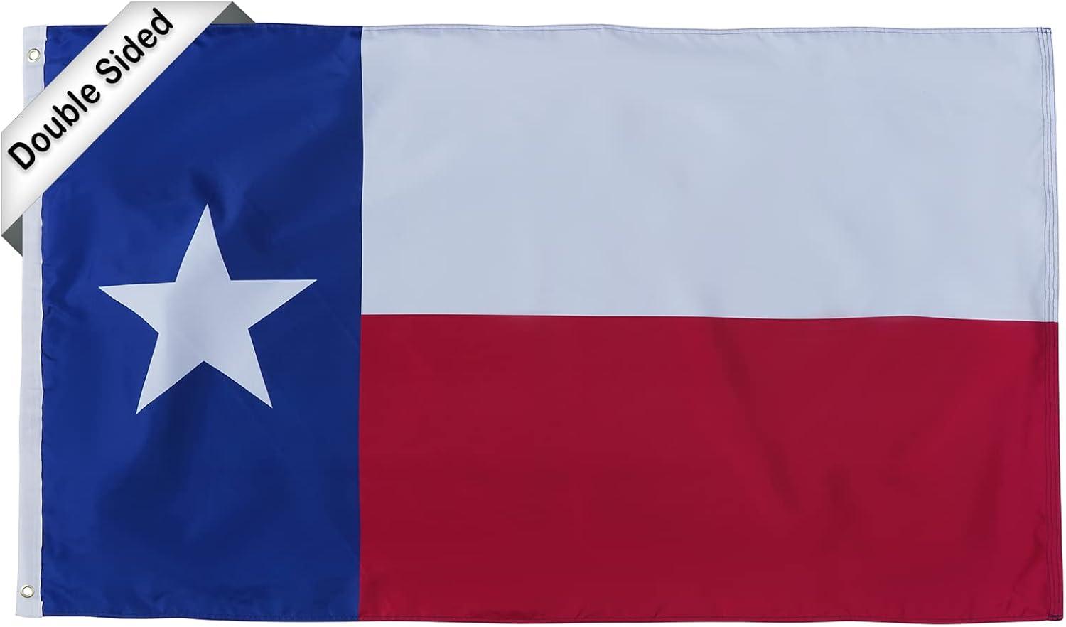 Texas Flag Sleeved TX State Flags 3x5 Outdoor Embroidered Star Heavy Duty Nylon Sleeve with Vivid Color