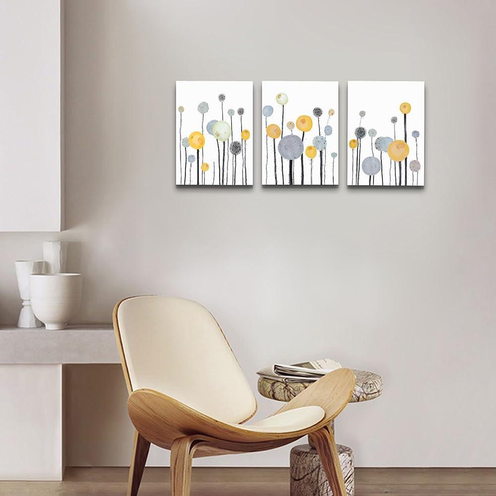 Abstract Dandelion Flowers Watercolor Paintings Canvas Wall Art For Living Room Bedroom Office Wall Decor Modern Wall Pictures Prints Artwork Kitchen Decorations Room Home Decor 3 Piece