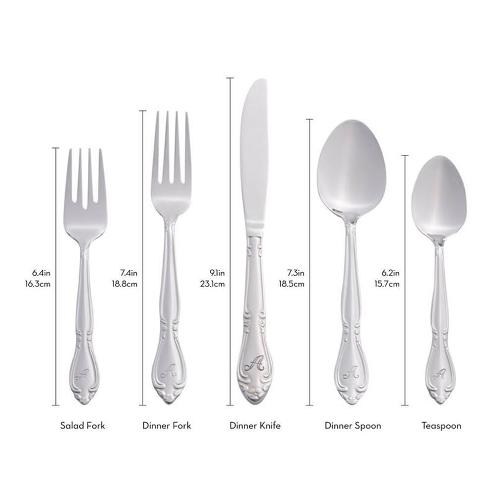 RiverRidge Home RiverRidge Rose Flatware 46-Piece Monogrammed Stainless Steel Silverware Set for 8