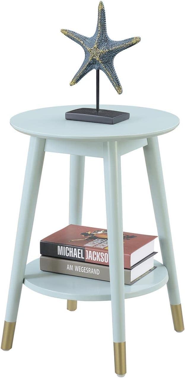 Convenience Concepts Wilson Mid Century Round End Table with Bottom Shelf