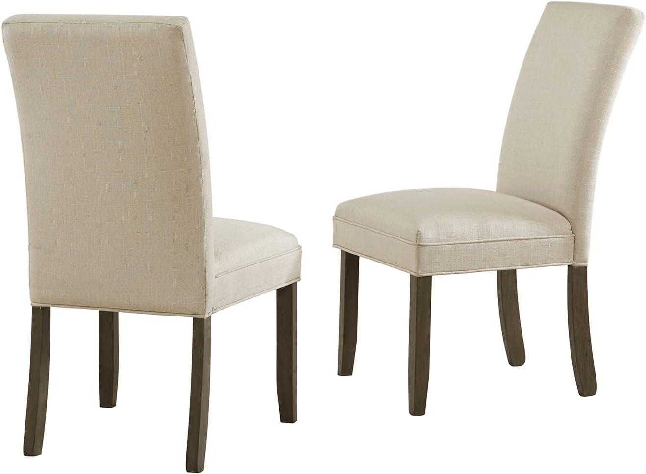 Elegant Cream Upholstered Parsons Side Chair Set in High-Quality Wood