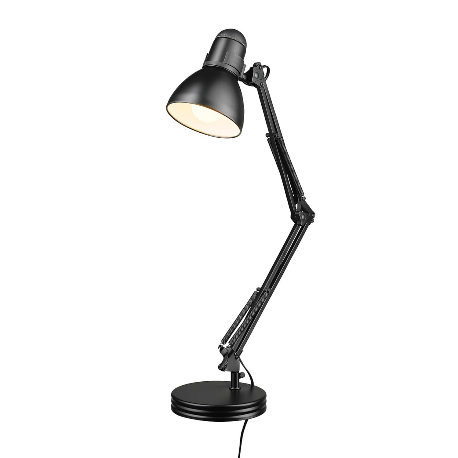 Globe Electric 28" Contemporary Heavy Base Architect Black Swing Arm Desk Lamp, 5698601