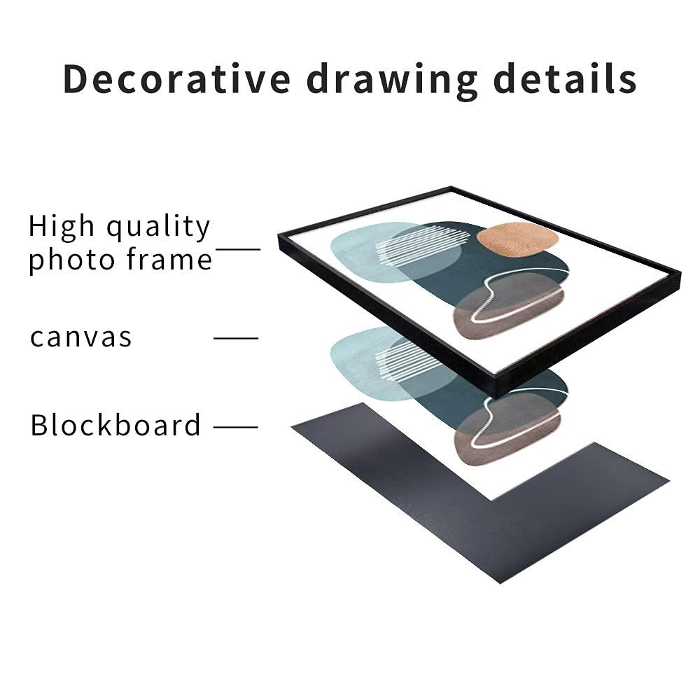 Ivy Bronx Wall Art 3 Pieces Of Framed Decorative Paintings Abstract Simple Orange White Blue And Other Color Blocks Wall Art Canvas Prints Home Decoration