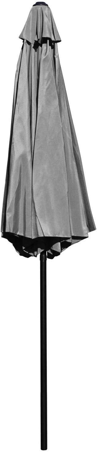 Flash Furniture Gray 9 FT Round Umbrella with 1.5" Diameter Aluminum Pole with Crank and Tilt Function
