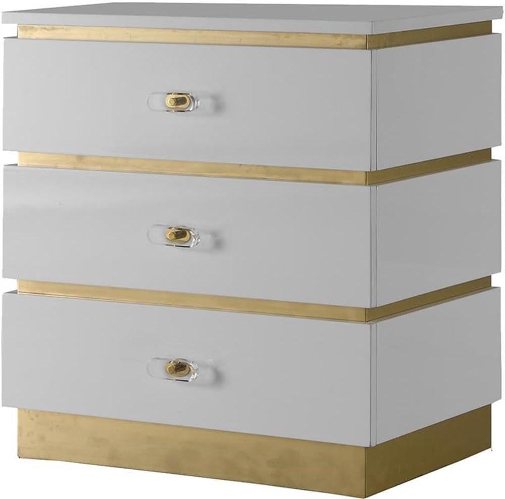 Meridian Furniture Esme Accent Table in White Lacquer/Gold