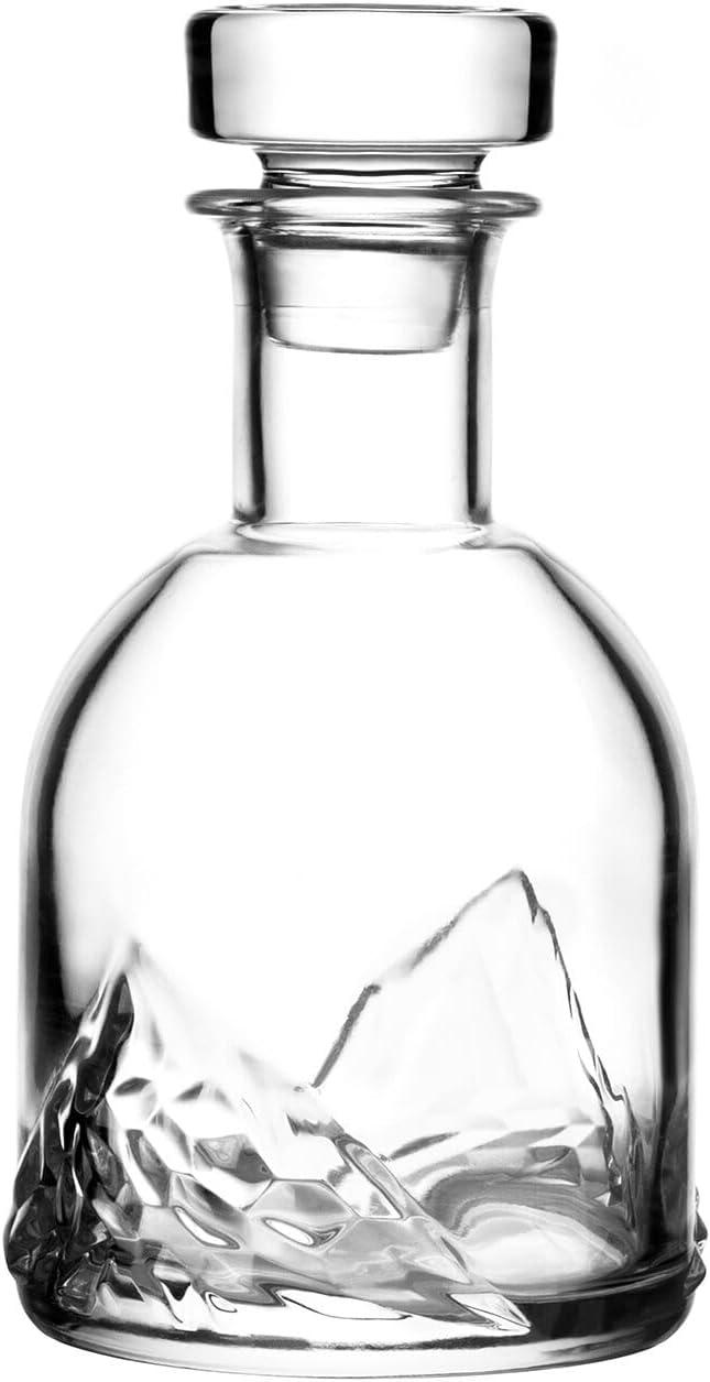 Mount Everest Crystal Whiskey Decanter Set with 4 Glasses