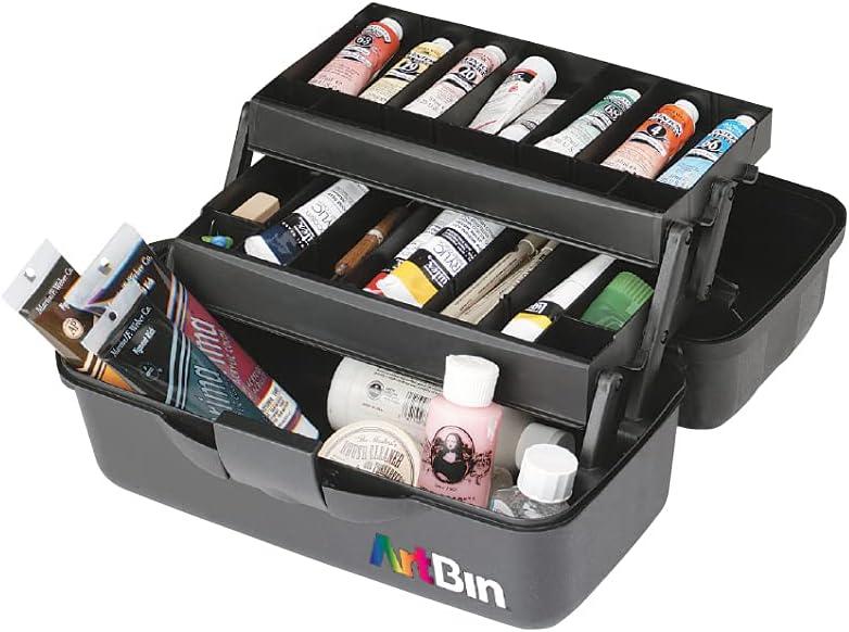 Collapsible ArtBin 2-Tray Craft Storage Box in Matte Black