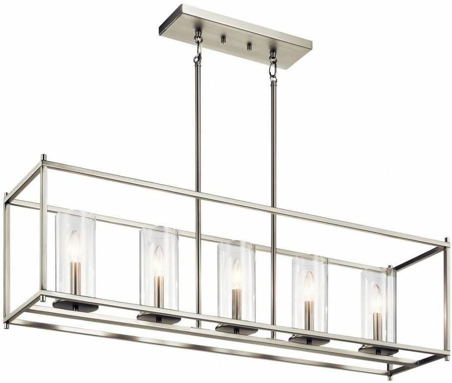 Crosby 13.75" 5 Light Linear Chandelier with Clear Glass Chrome