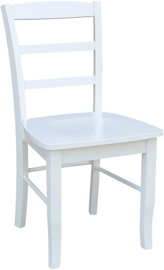 3pc Dining Table with 2 Ladderback Chairs White/Natural – International Concepts: Solid Wood, Square, Non-Extension