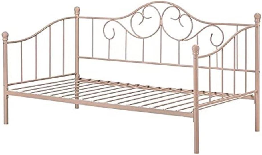 Twin Pink Metal Princess Daybed with Slats