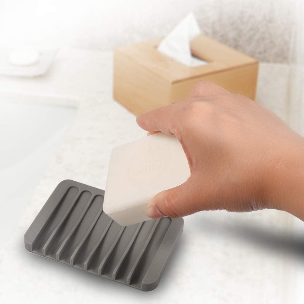 EISHOW 3PCS Self Draining Soap Holder, Premium Silicone Soap Dish, Soap Saver for Shower, Bathroom, Kitchen, Bath Tub, Sponges,Keep Soap Bars Dry Clean,Easy Clean,Extend Soap Life