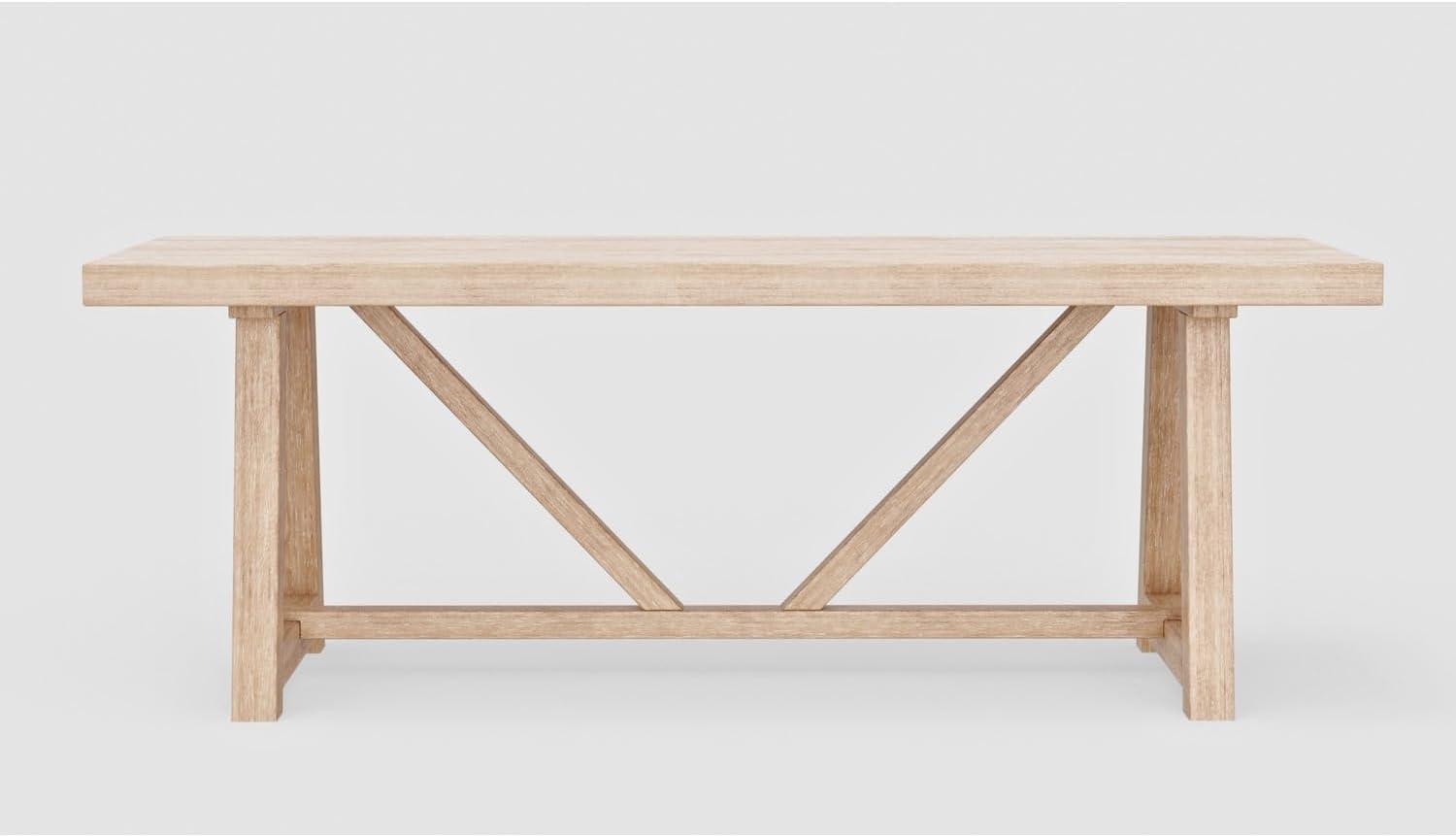 Driftwood Beige Oak Veneer Rectangular Dining Table