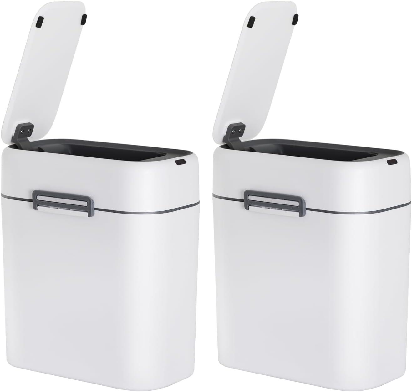 FDW Bathroom Trash Can With Lid 2.2 Gallon Touchless Motion Sensor Small Slim Garbage Can For Bathroom, Bedroom, Office, Living Room (2)