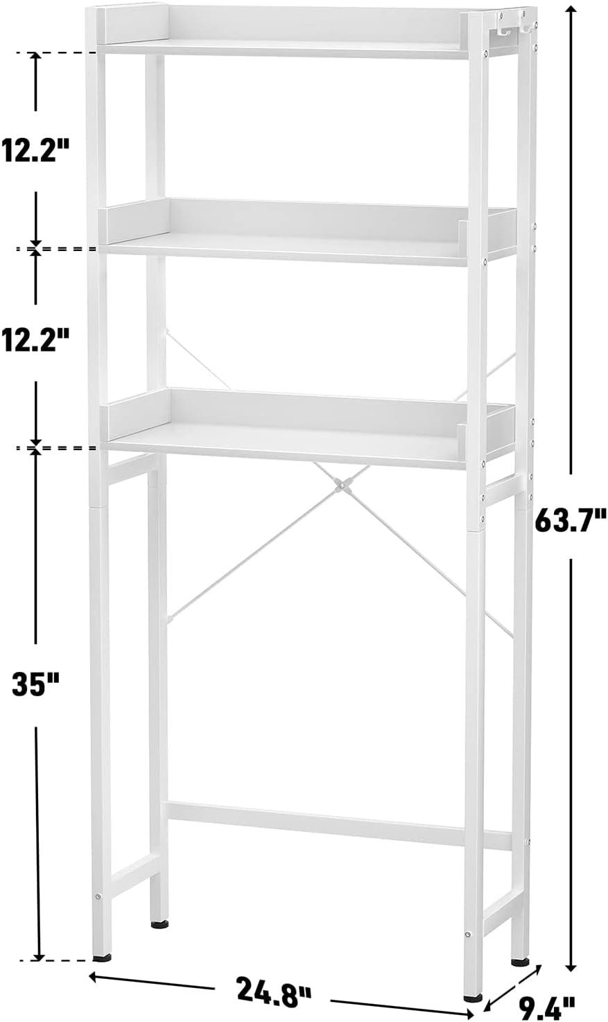 Lorelia Over The Toilet Storage Shelf 3-Tier Bathroom Shelves Over Toilet Shelves White