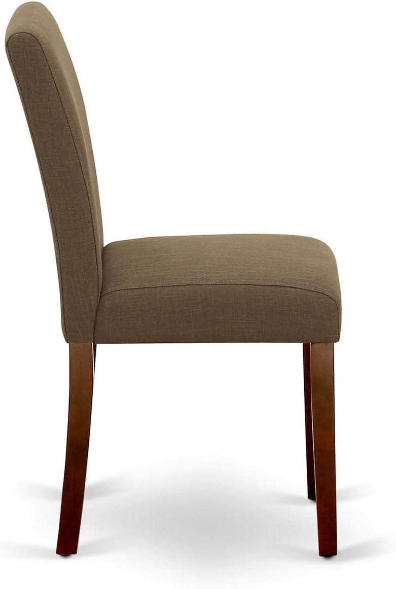 East West Furniture Abbott 35" Linen Dining Chairs in Mahogany/Coffee (Set of 2)