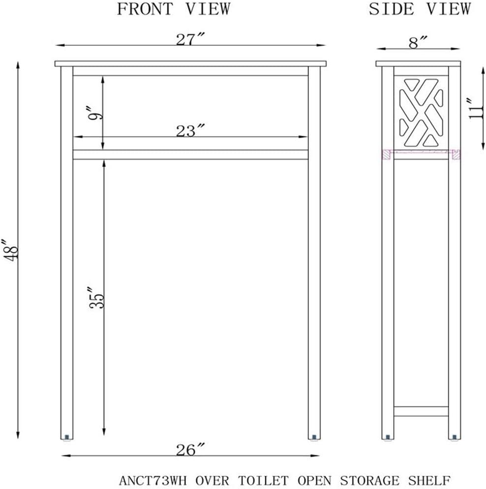 White Wood Over-the-Toilet Storage Shelf with Open Design