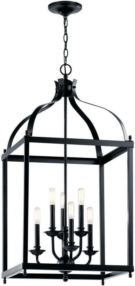 Larkin 18" Black Steel Cage 6-Light Modern Chandelier