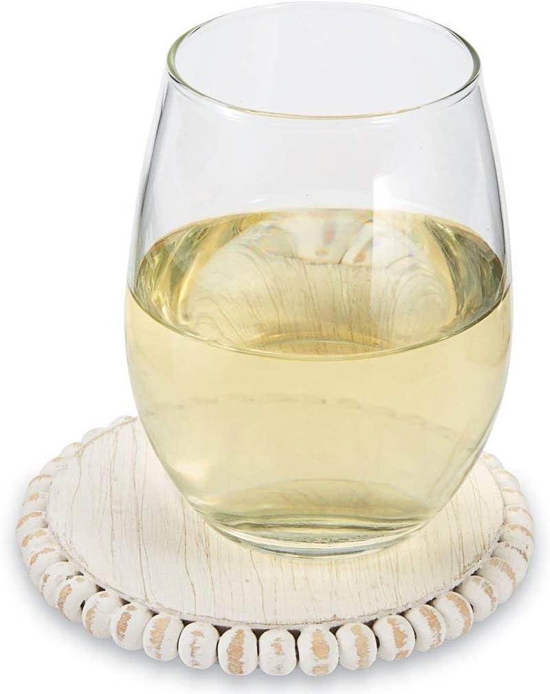 Mud Pie White Beaded Coaster Sets, 4 3/4"" Dia (42500044W)