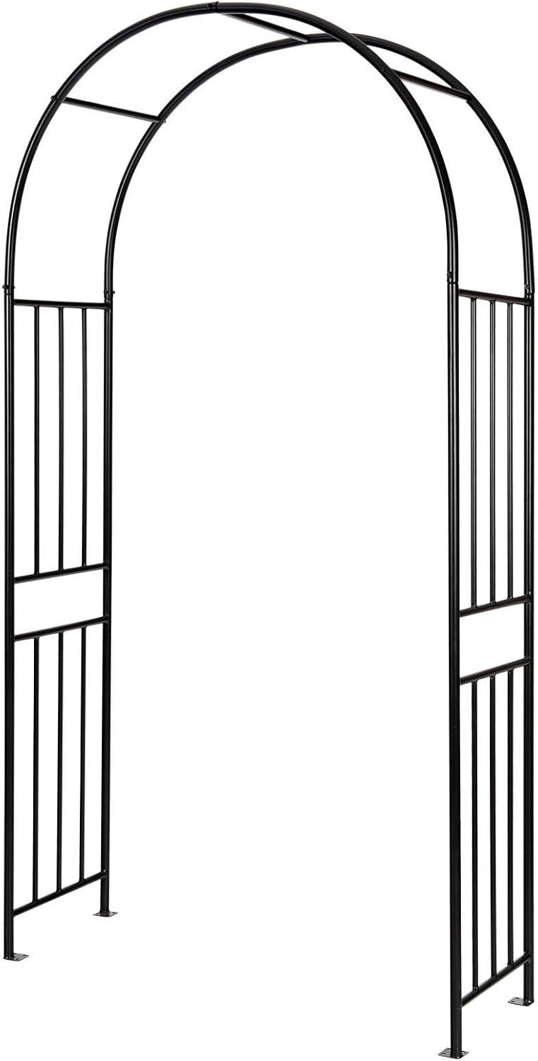 Gymax 7.2Ft Garden Arch Steel Arbor Wedding Garden Decoration Climbing Plants w/Stakes