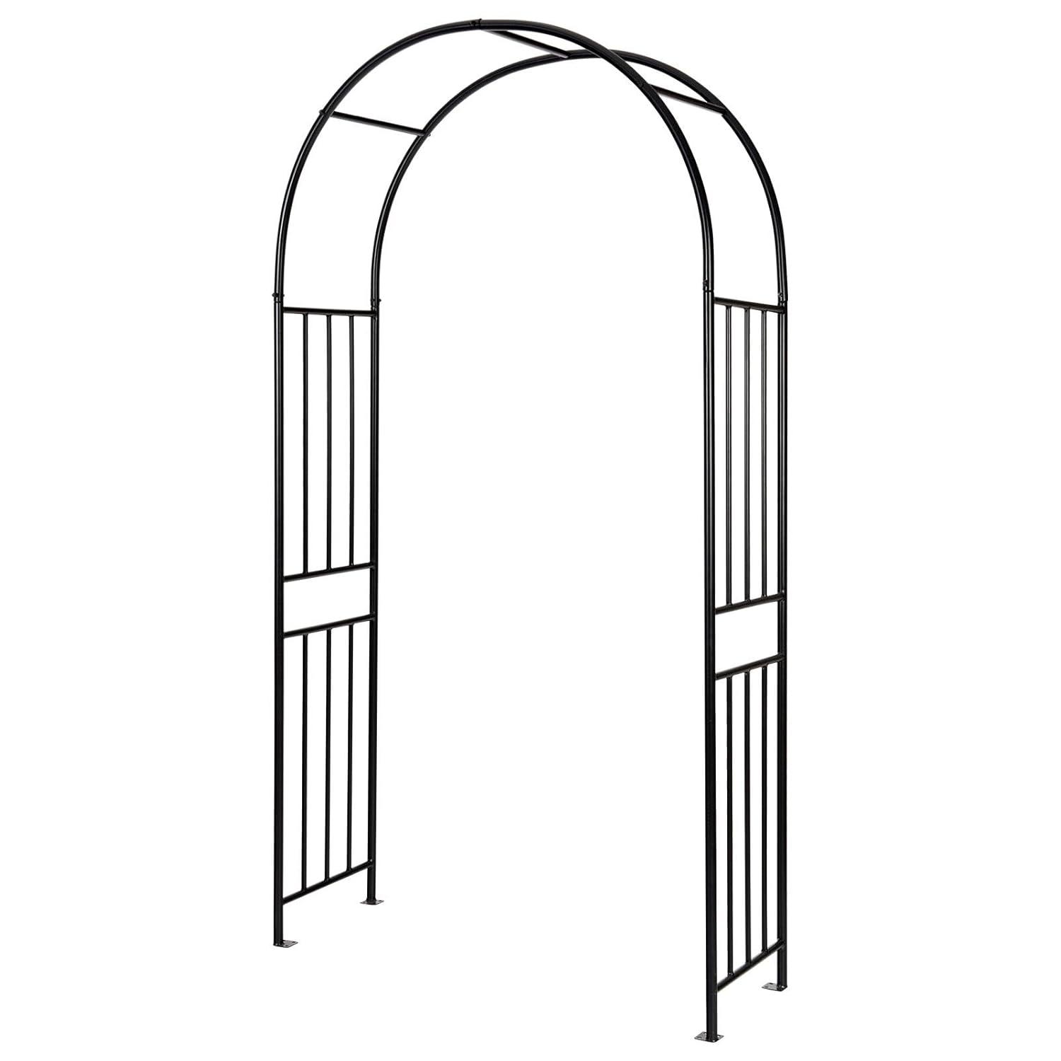 Gymax 7.2Ft Garden Arch Steel Arbor Wedding Garden Decoration Climbing Plants w/Stakes