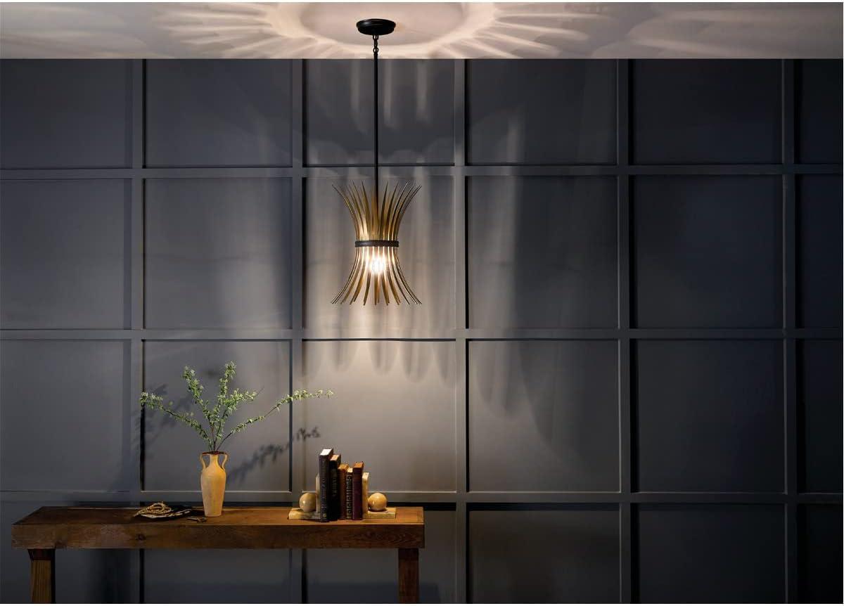 Baile Mini Pendant in Black with Natural Brass Accents and Glass Shade