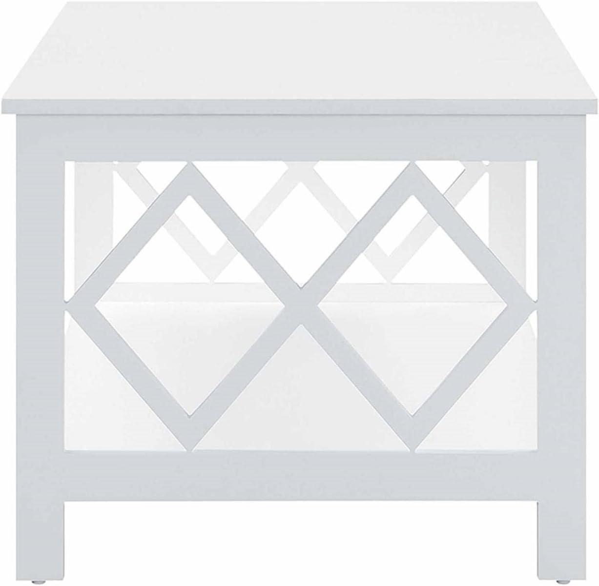 Convenience Concepts Diamond Coffee Table with Shelf, White