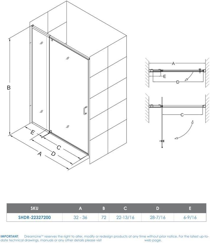 Flex 32" W x 72 "H Pivot Semi-Frameless Pivot Shower Door with Clearmax Technology