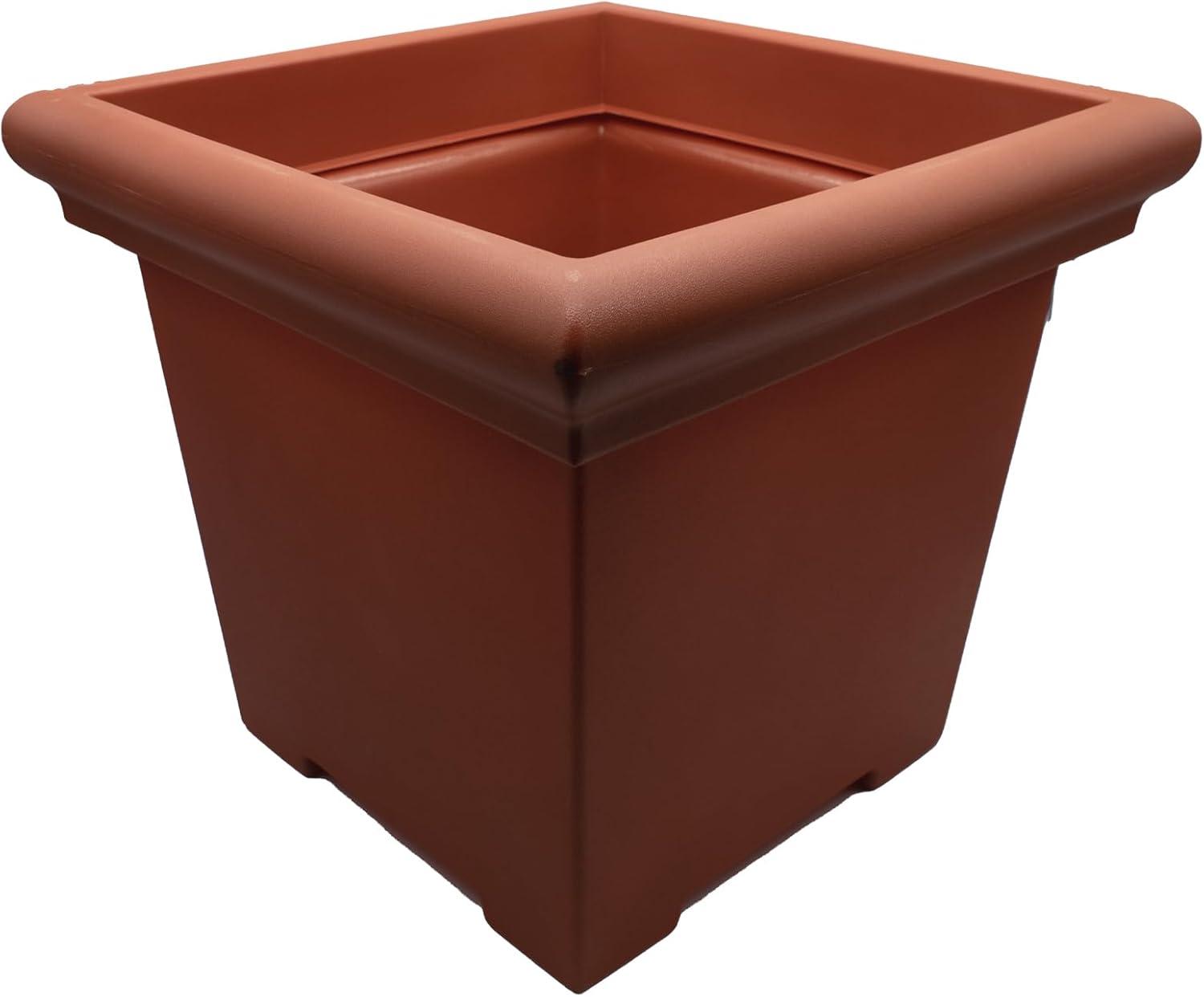 The HC Companies Terrazzo Plastic Square Planter, Terracotta, 20in