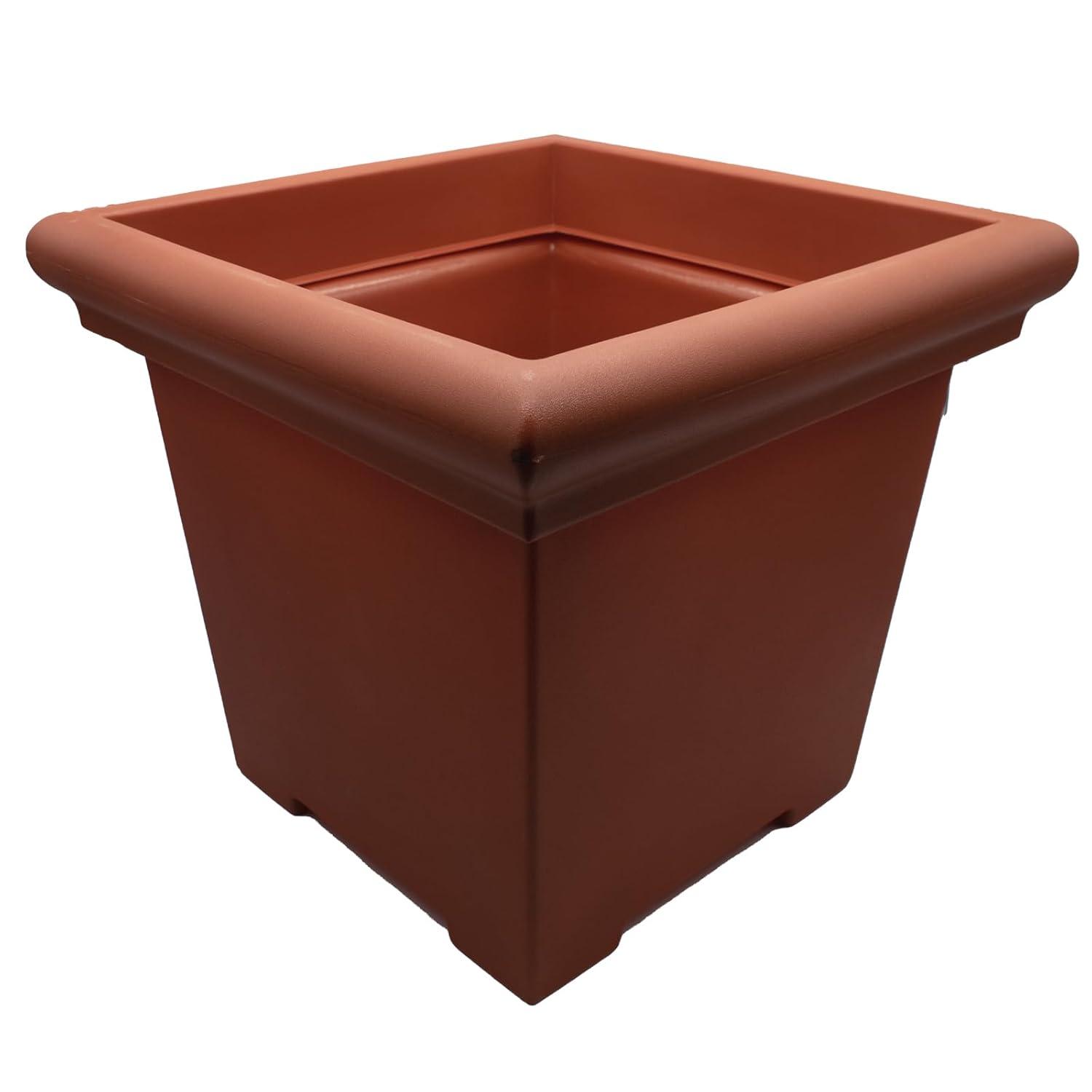 The HC Companies Terrazzo Plastic Square Planter, Terracotta, 20in