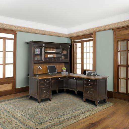 Hartford 70.5'' Brown Wood Desk with Hutch and Wire Mesh Doors