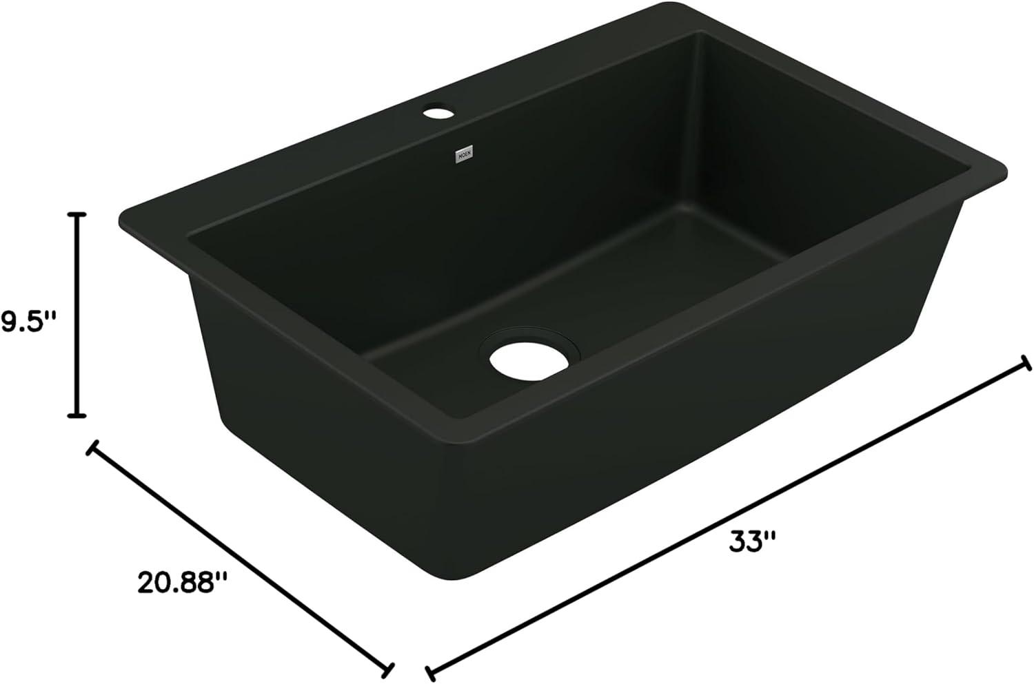 Host 33-Inch Wide x 9.5-Inch Deep Dual Mount Granite Single Bowl Kitchen Sink