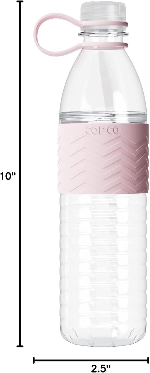 Copco Hydra Sports Water Bottle 20 Ounce Non Slip Sleeve BPA Free Tritan Plastic Reusable - Pink 2510-2298