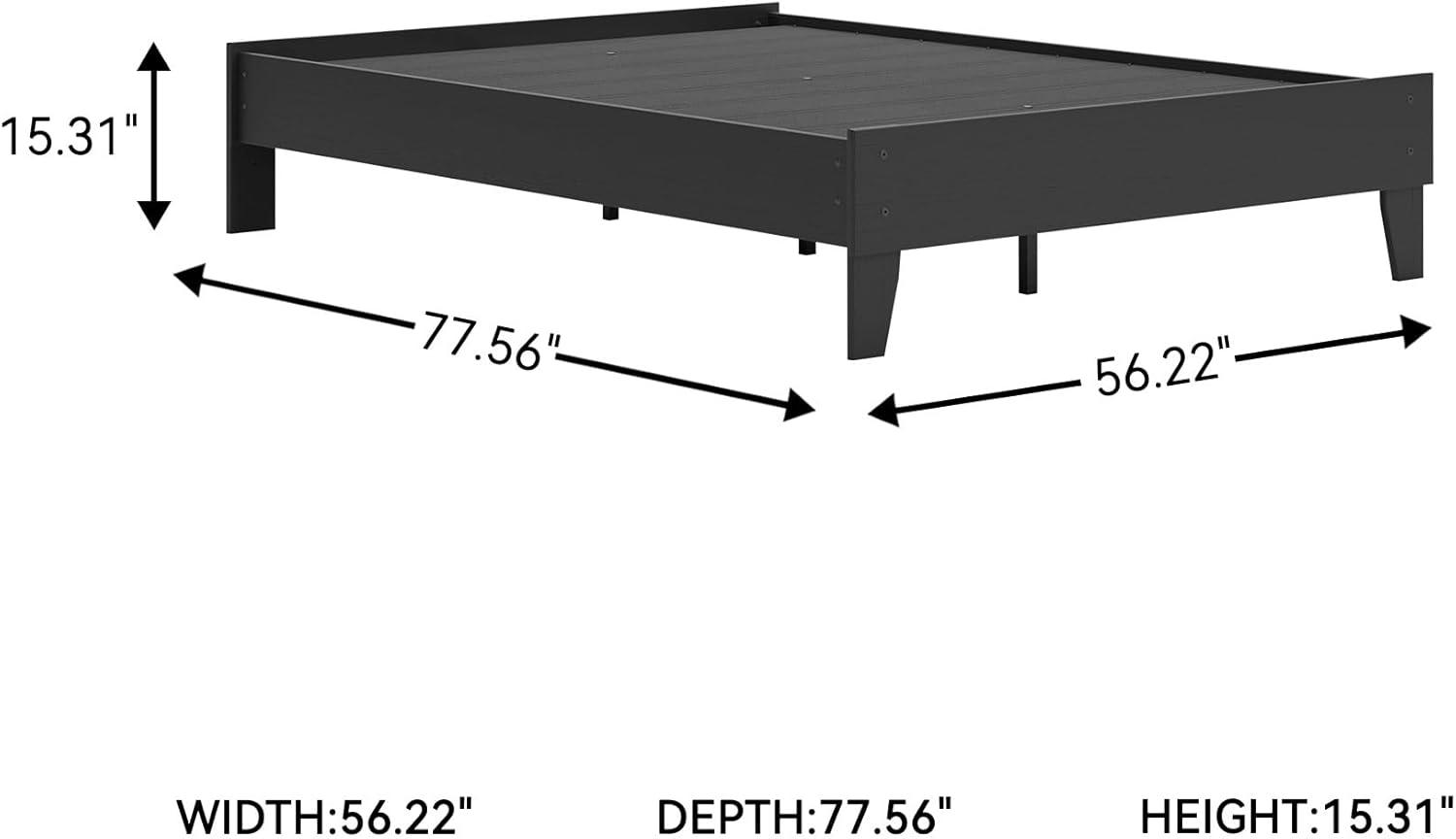 Full Piperton Platform Bed Black - Signature Design by Ashley: Modern Style, MDF Frame, No Box Spring Needed