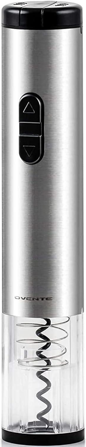 OVENTE Electric Stainless Steel Wine Bottle Opener, Foil Cutter, Perfect for Travel, Silver WO1381S