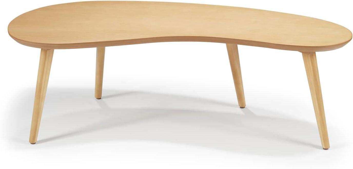 Camaflexi Mid Century Modern Coffee Table Small Tabletop Wood Coffee Desk, Oak Finish