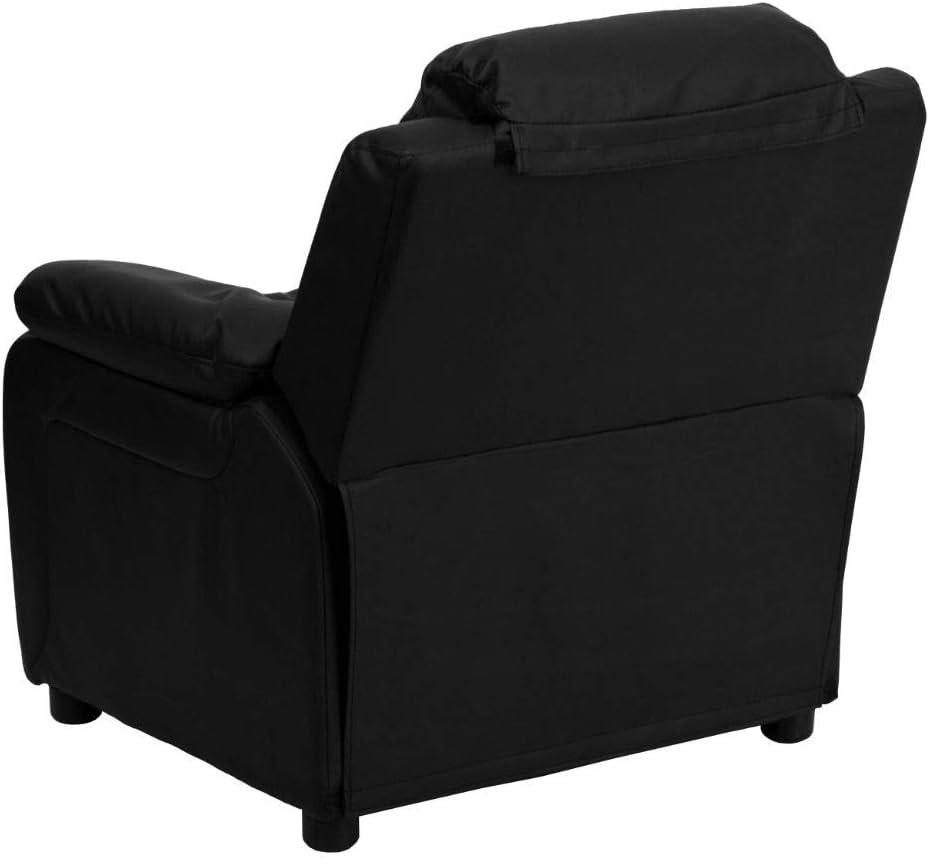 Cozy Kid's Black Microfiber Recliner with Cup Holder and Storage